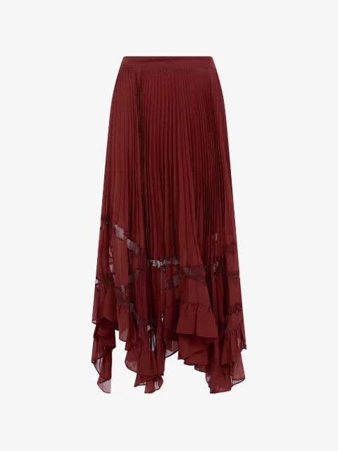 TWINSET jupe mi-longue plissée à détails de dentelle