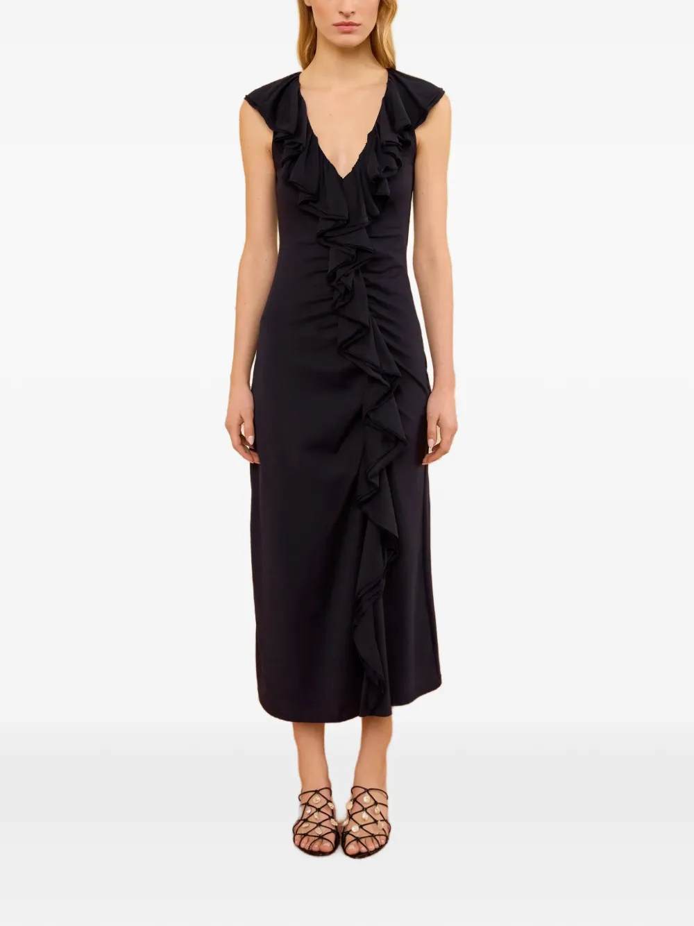 Ulla Johnson Chiara midi-jurk met ruches Blauw