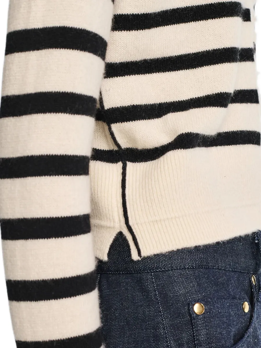 Maria McManus Striped Fringe-trim Cardigan in Neutrals, view 5