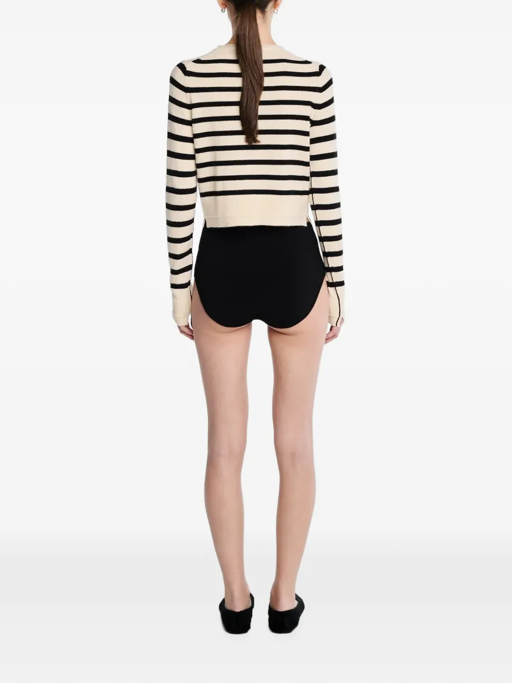 Maria McManus Striped Fringe-trim Cardigan in Neutrals, view 4