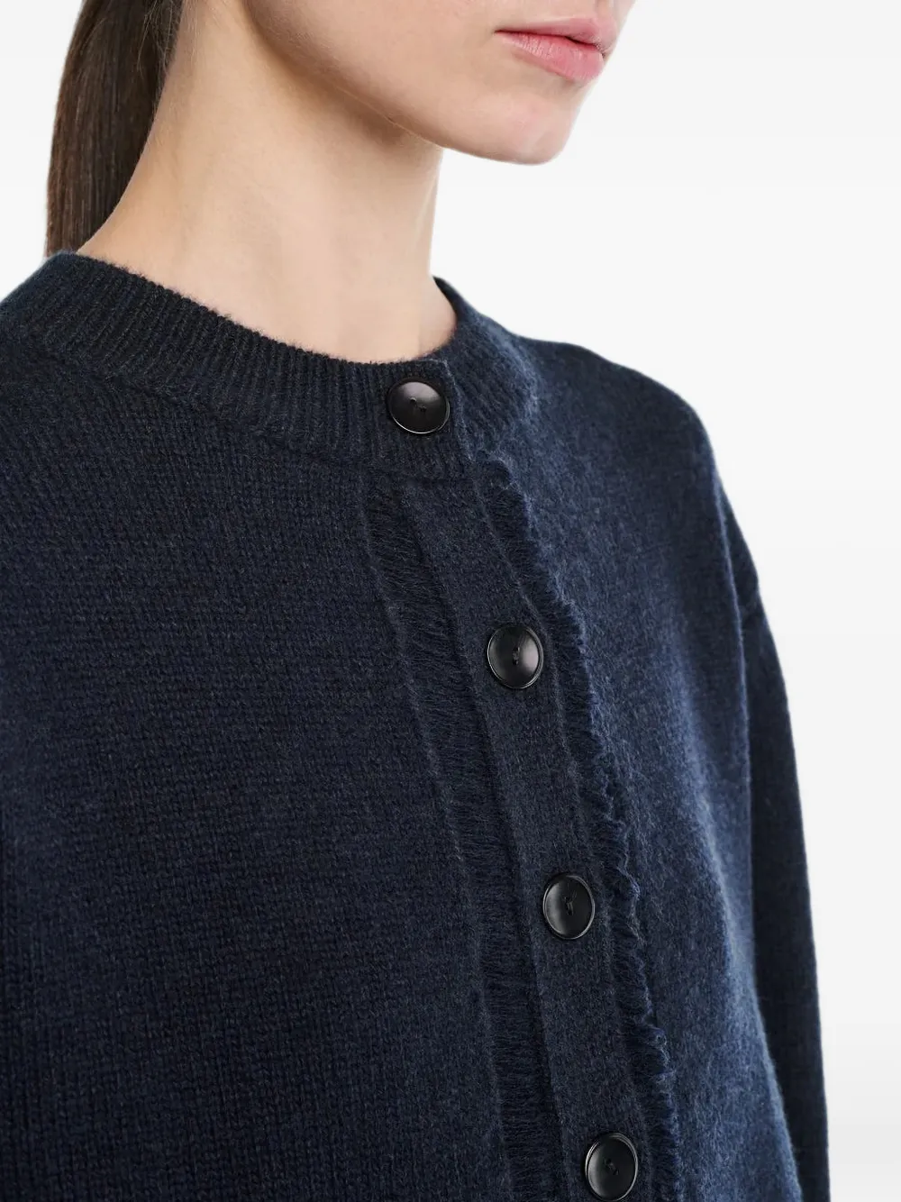 Maria McManus Ladder-stitch Fringe-detail Cardigan in Blue, view 2
