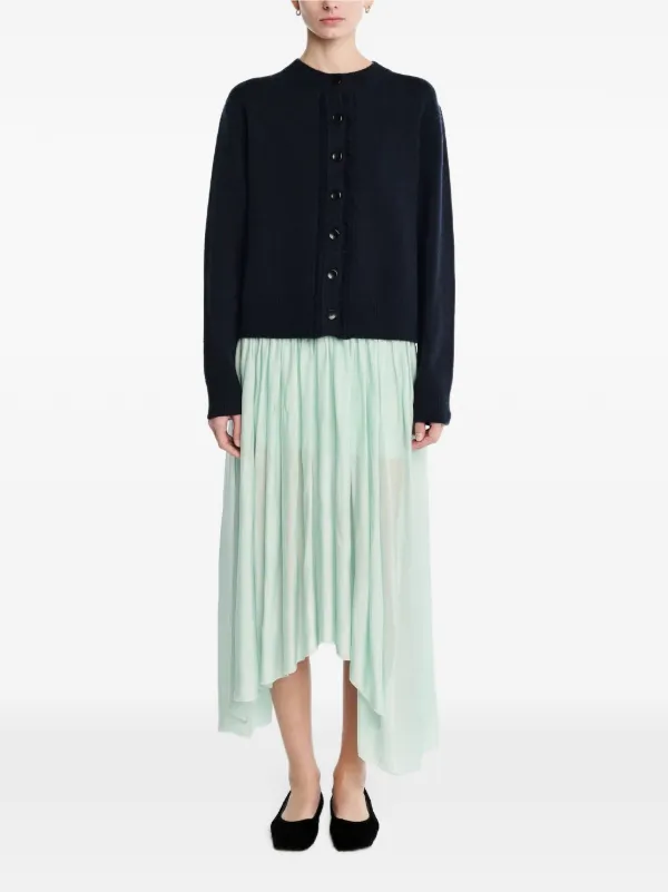 Maria McManus Ladder-stitch Fringe-detail Cardigan in Blue