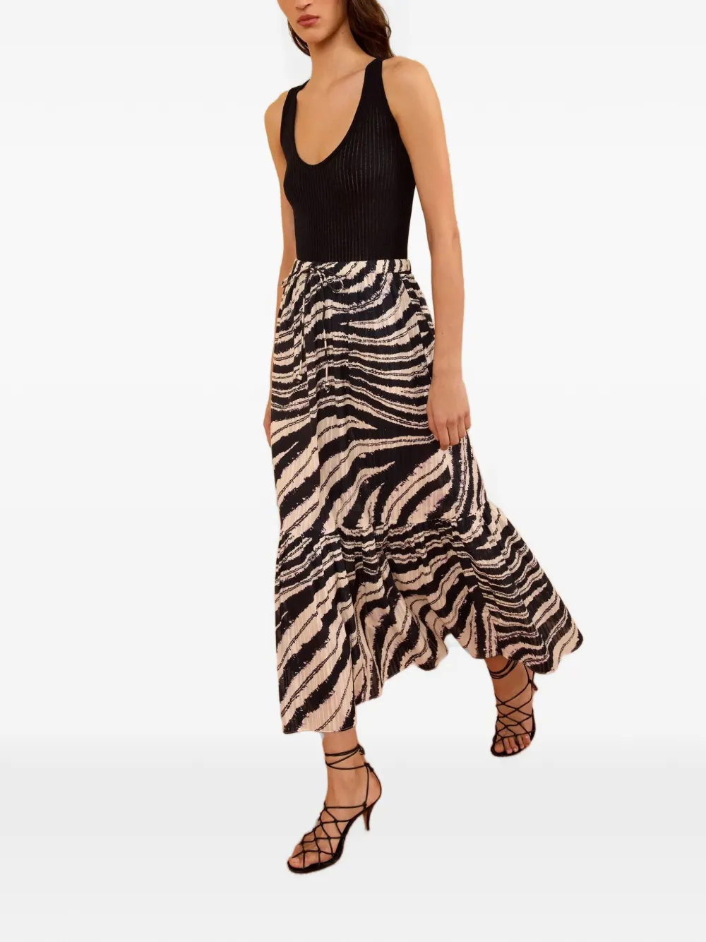 Ulla Johnson Olina Shibori-print Midi Skirt in Black, view 2