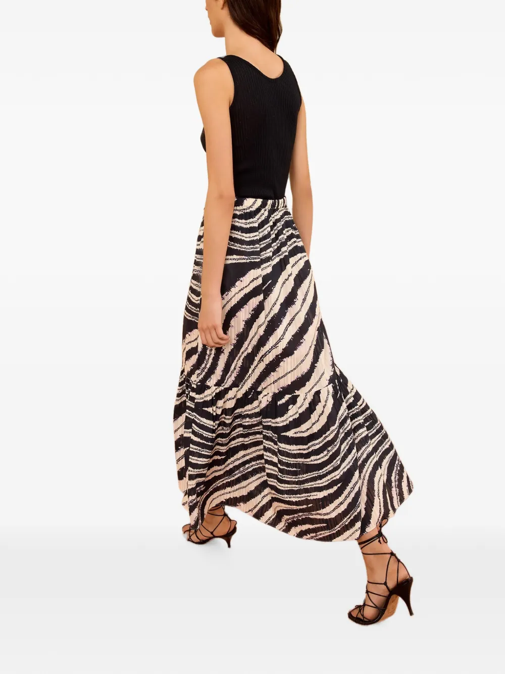 Ulla Johnson Olina Shibori-print Midi Skirt in Black, view 3