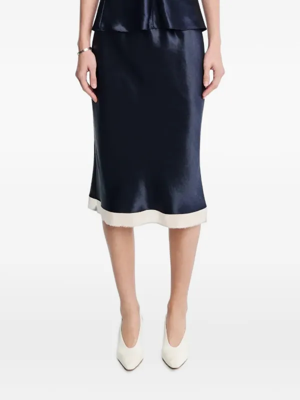Maria McManus Bias-cut Frayed Midi Skirt in Blue