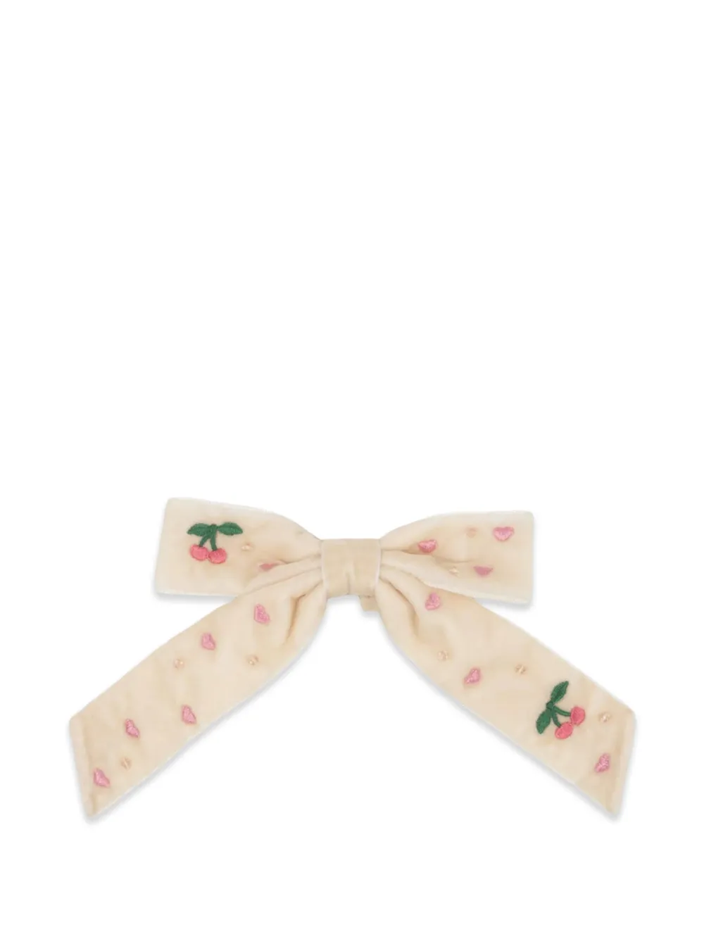 Konges Sløjd cherry-embroidered velvet hair clip - Toni neutri