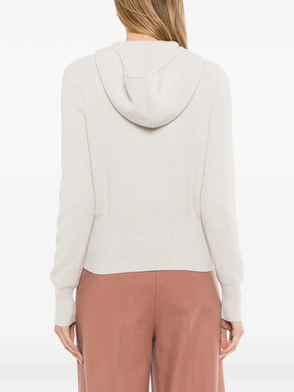 N.Peal Honeycomb gebreide hoodie met rits Beige