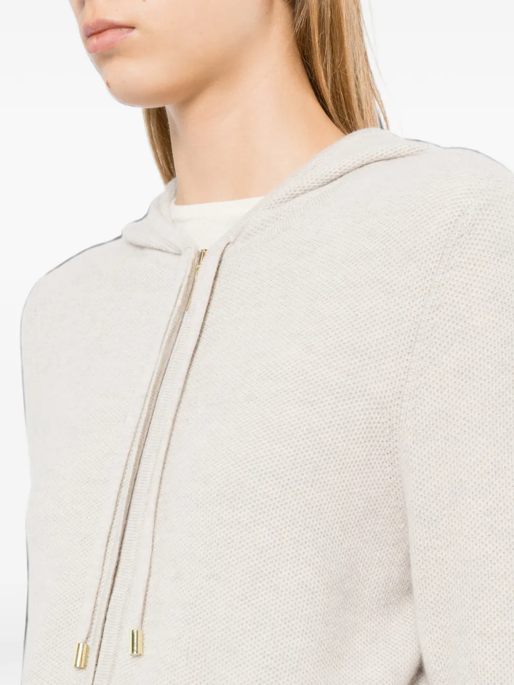 N.Peal Honeycomb gebreide hoodie met rits Beige
