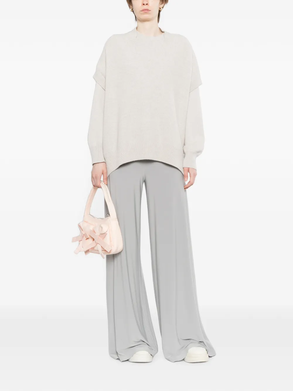 N.Peal Mouwloze top met honingraat-patroon Beige
