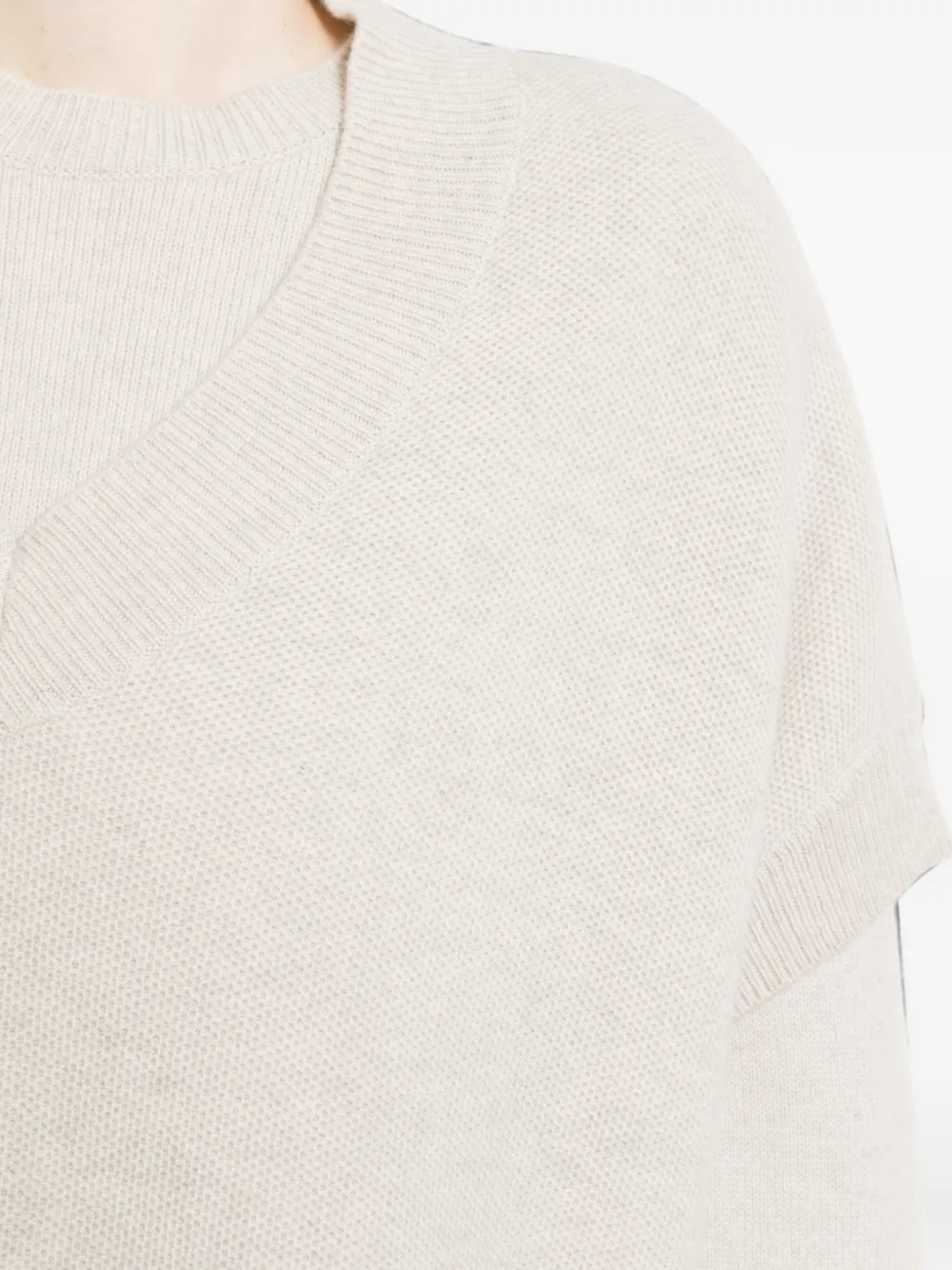 N.Peal Mouwloze top met honingraat-patroon Beige