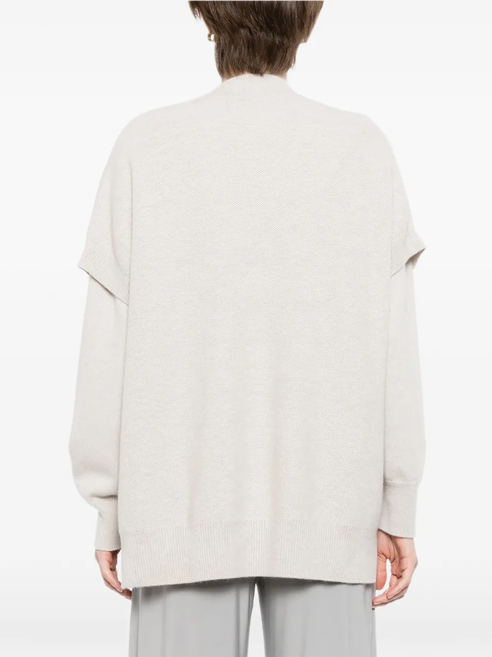 N.Peal Mouwloze top met honingraat-patroon Beige