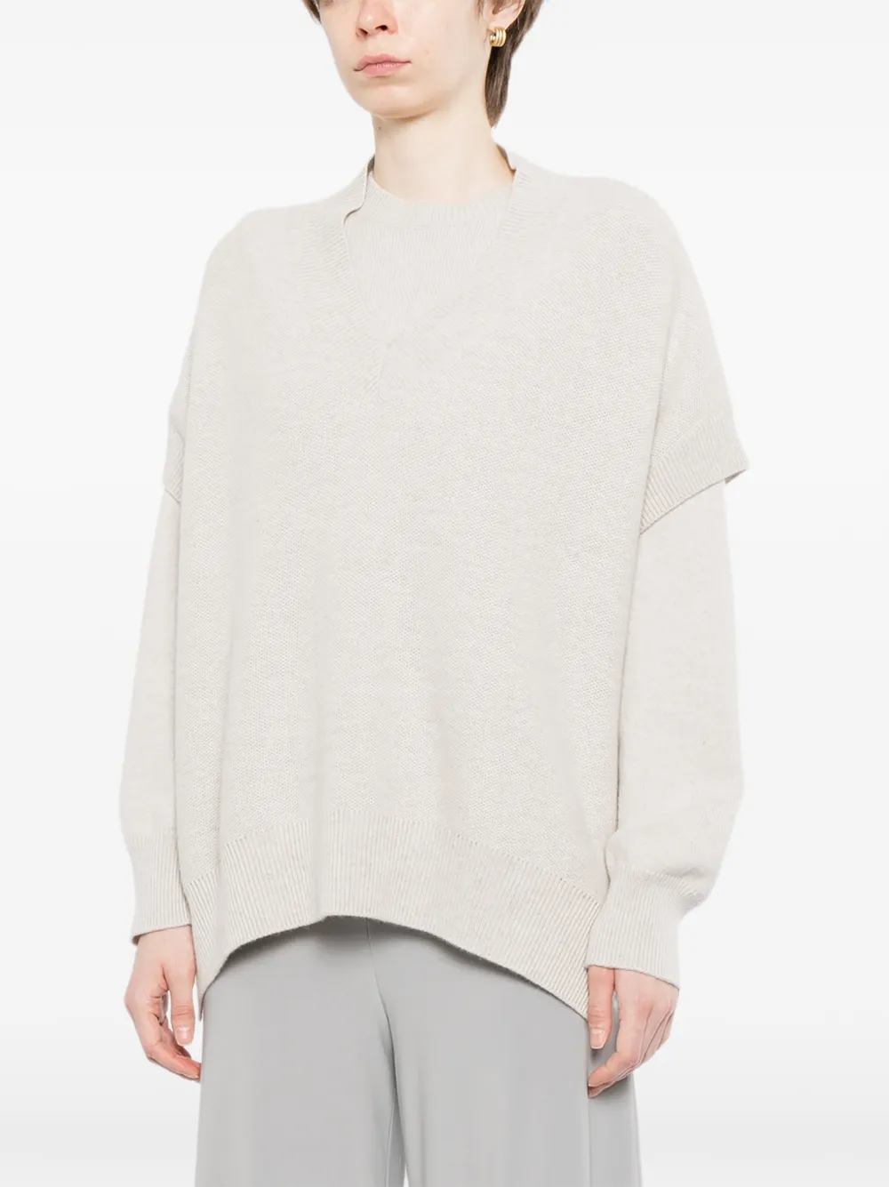 N.Peal Mouwloze top met honingraat-patroon Beige