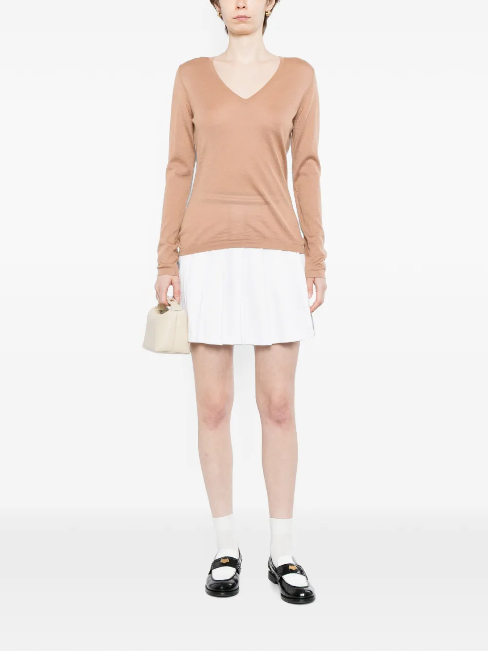 N.Peal Imogen top met V-hals Beige