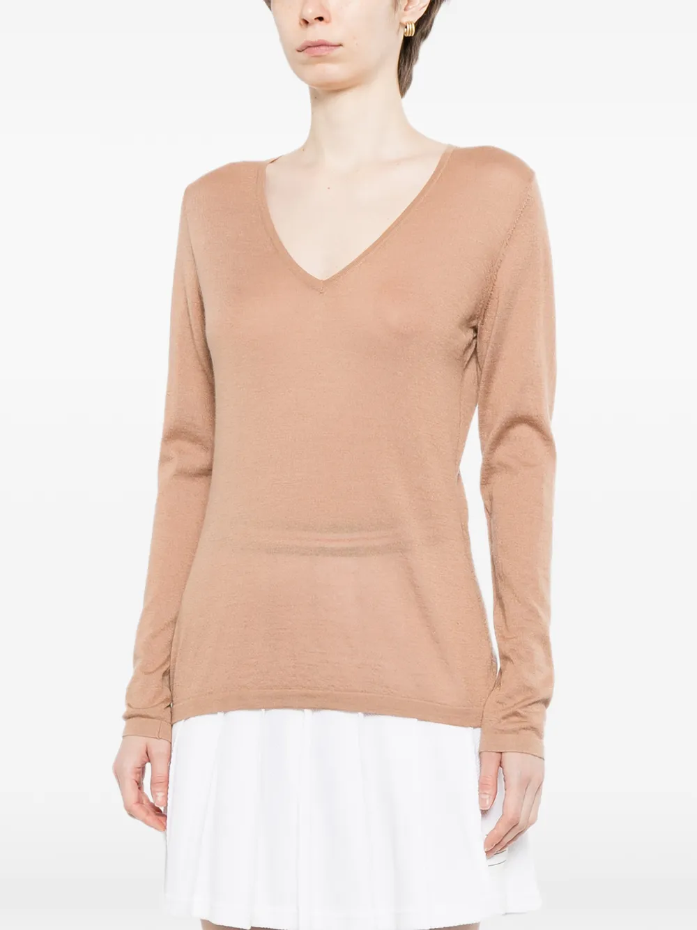 N.Peal Imogen top met V-hals Beige