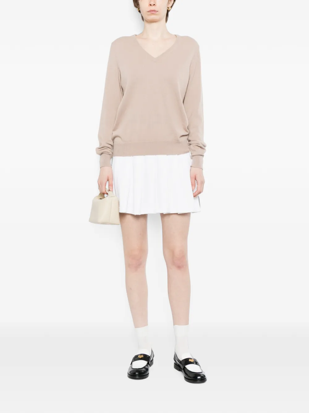 N.Peal Phoebe top met V-hals Beige
