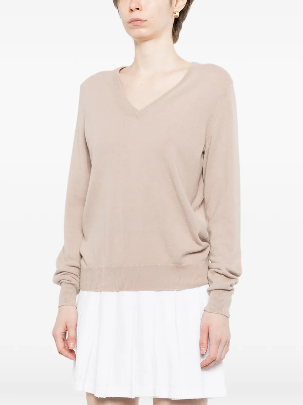N.Peal Phoebe top met V-hals Beige