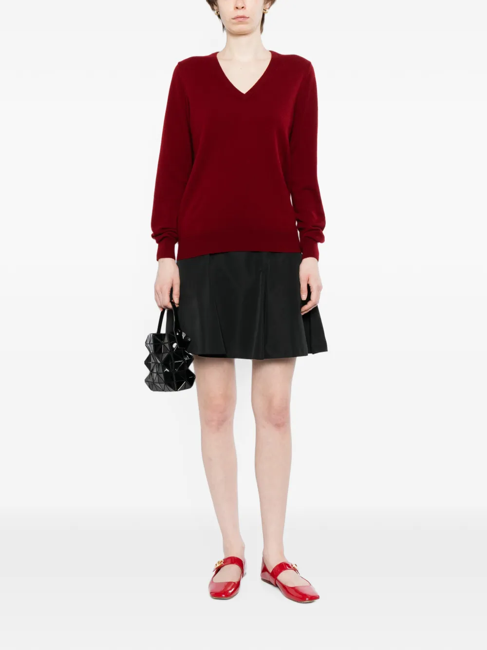 N.Peal Phoebe top met V-hals Rood