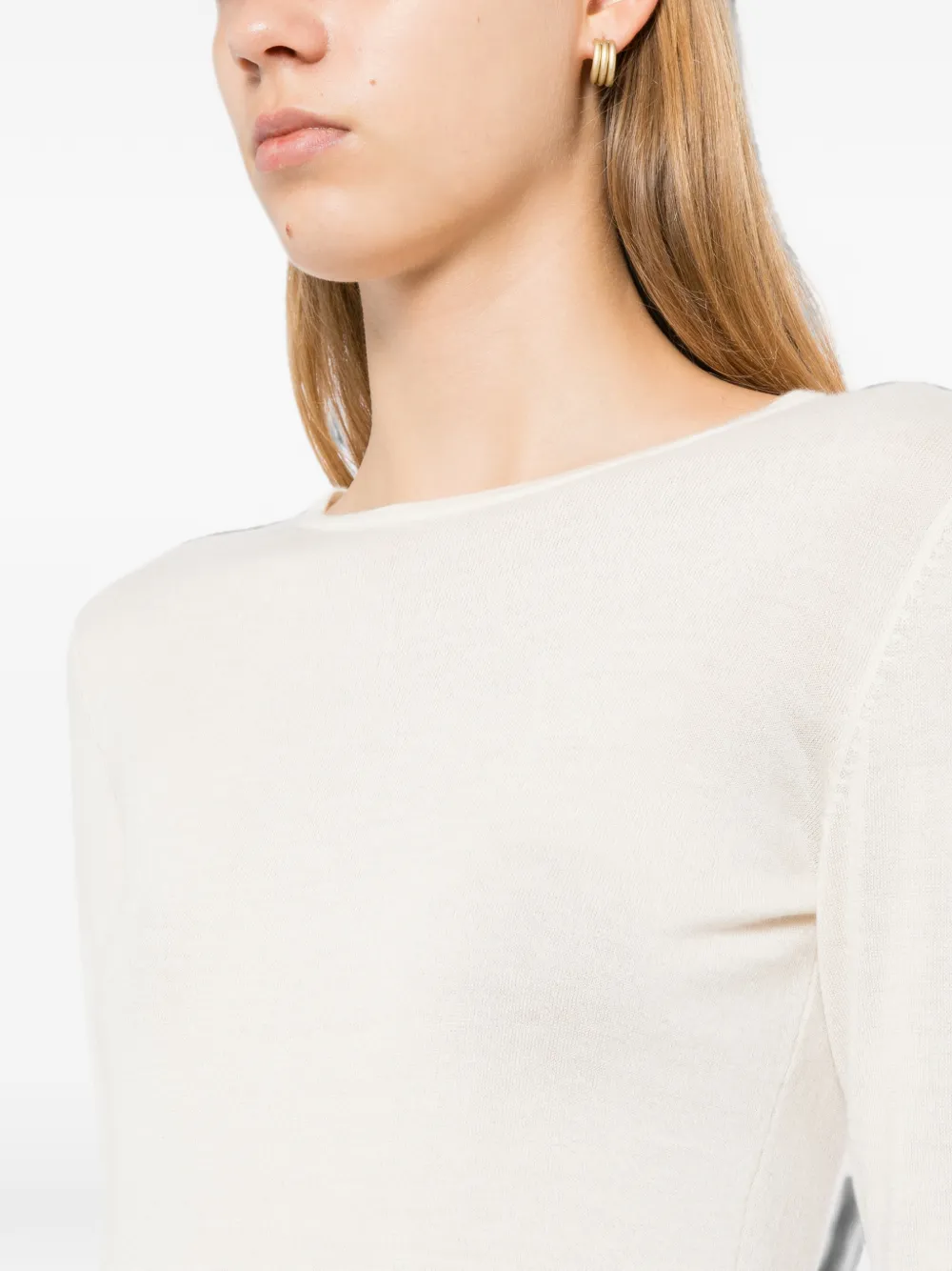 N.Peal T-shirt met ronde hals Beige