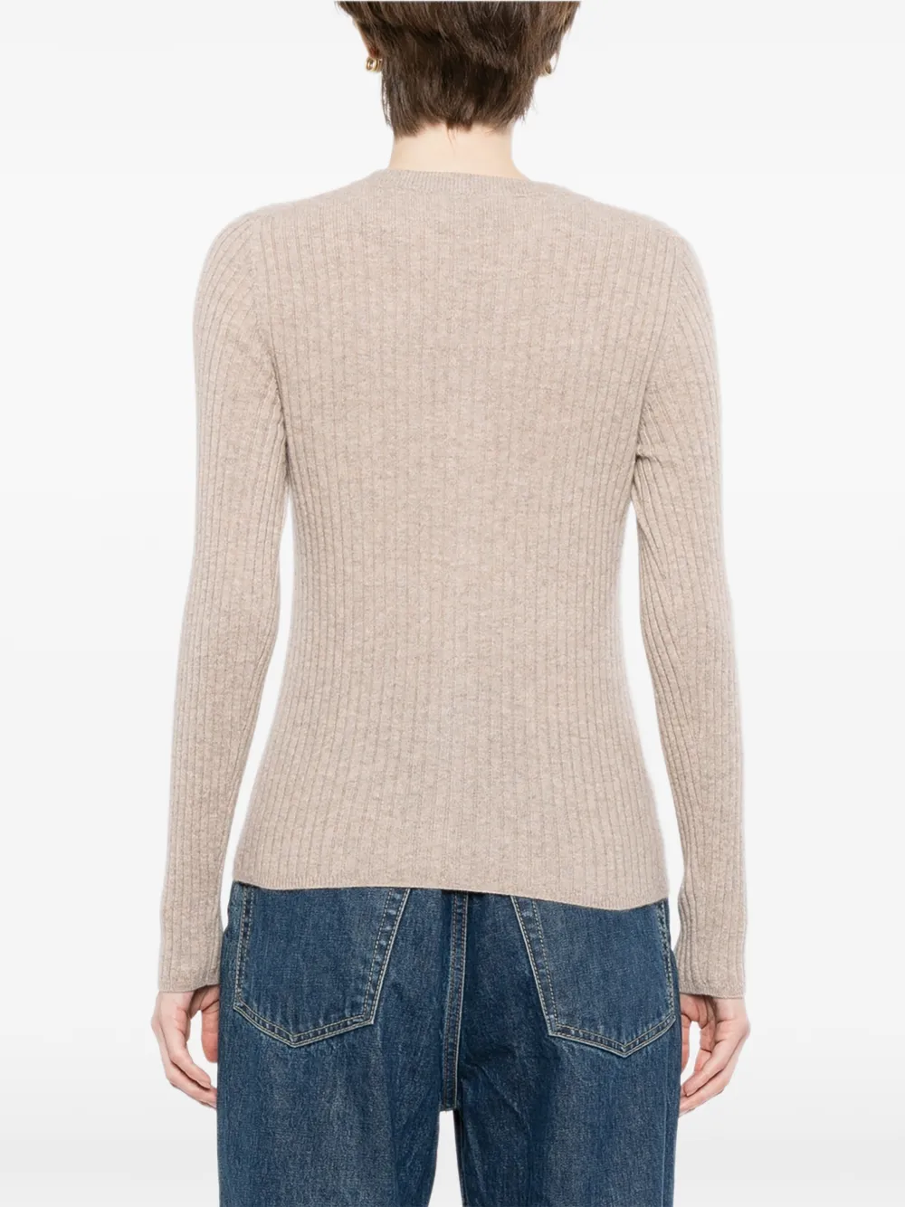 N.Peal Geribbeld vest met rits Beige