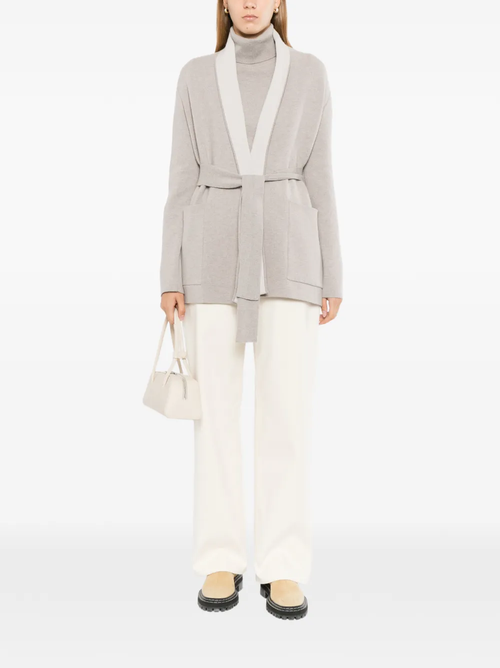 N.Peal Milano vest met ceintuur Grijs