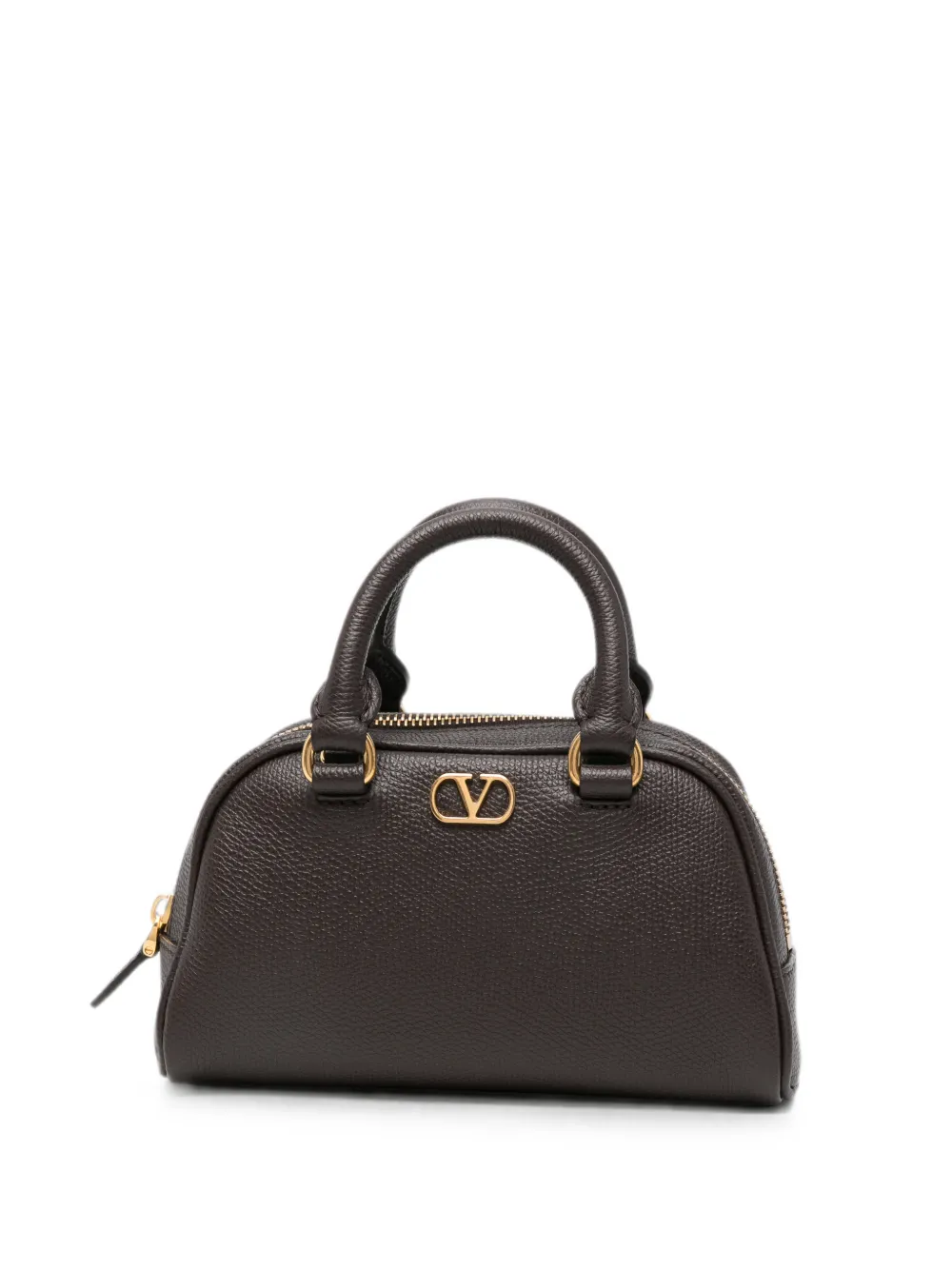 Valentino Garavani Mini Vlogo Leather Tote Bag In Brown