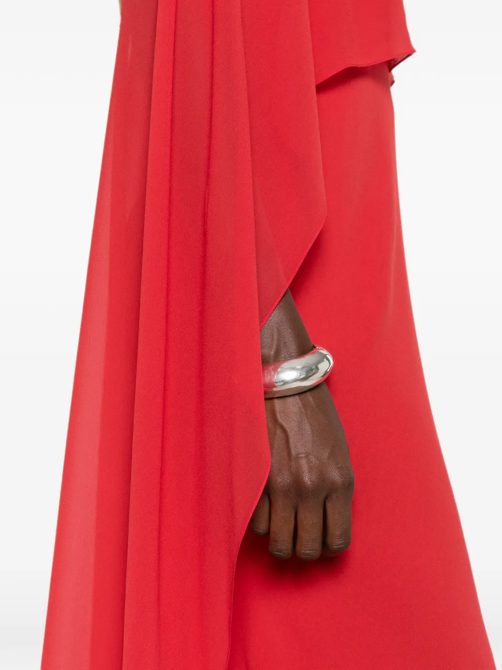 Cortana Galea gedrapeerde maxi-jurk met cape Rood