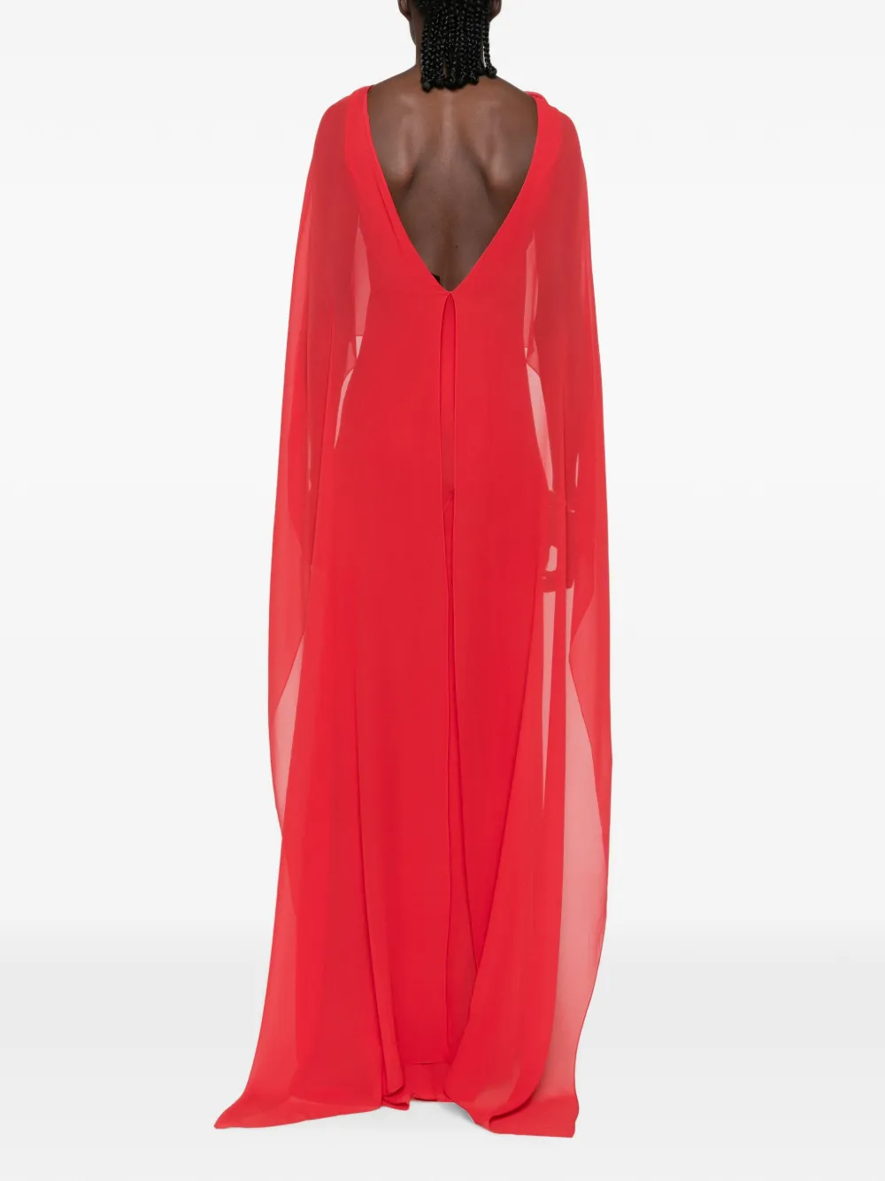 Cortana Galea gedrapeerde maxi-jurk met cape Rood