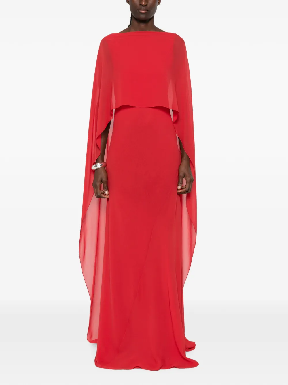 Cortana Galea gedrapeerde maxi-jurk met cape Rood