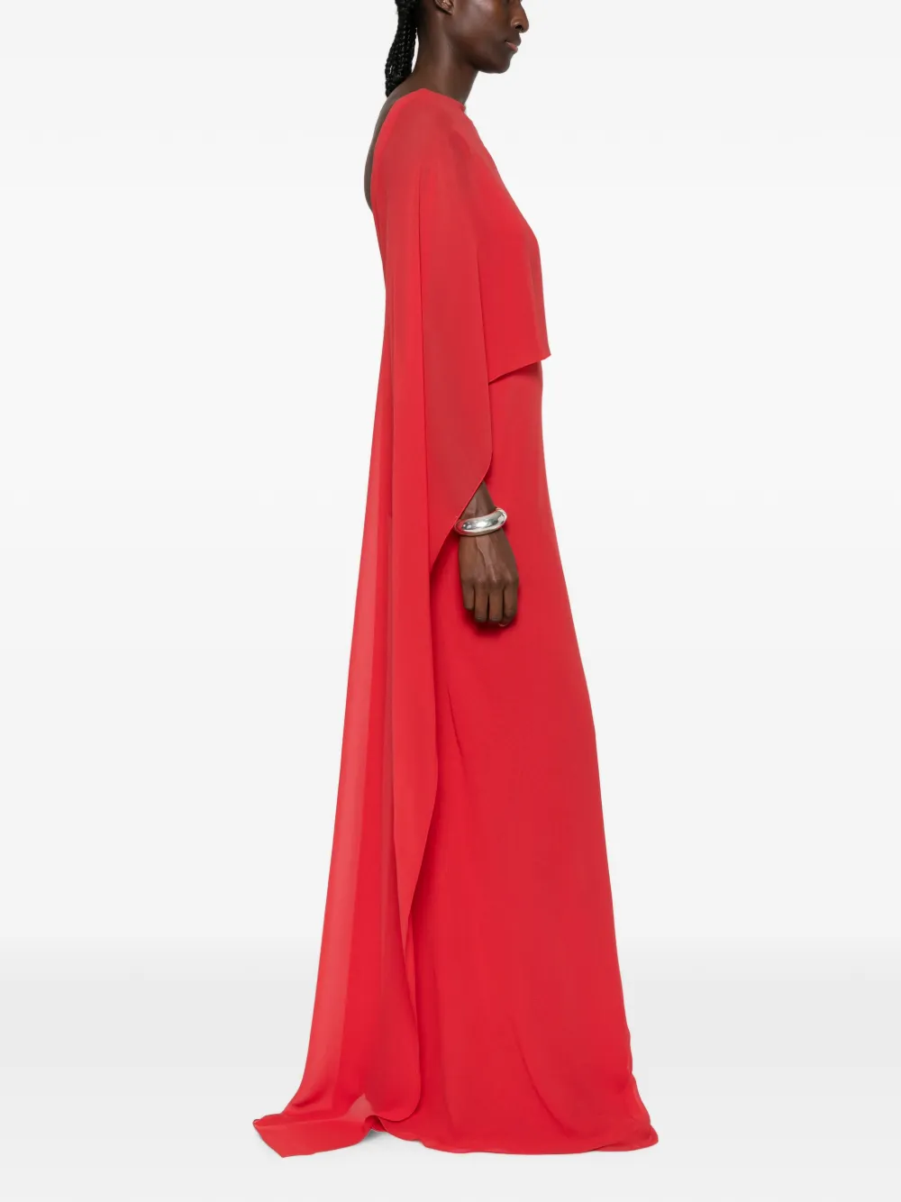 Cortana Galea gedrapeerde maxi-jurk met cape Rood