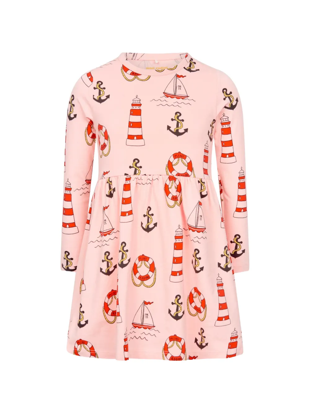 Mini Rodini nautical-print long-sleeve dress - Rosa