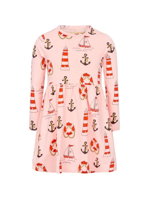 Mini Rodini nautical-print long-sleeve dress