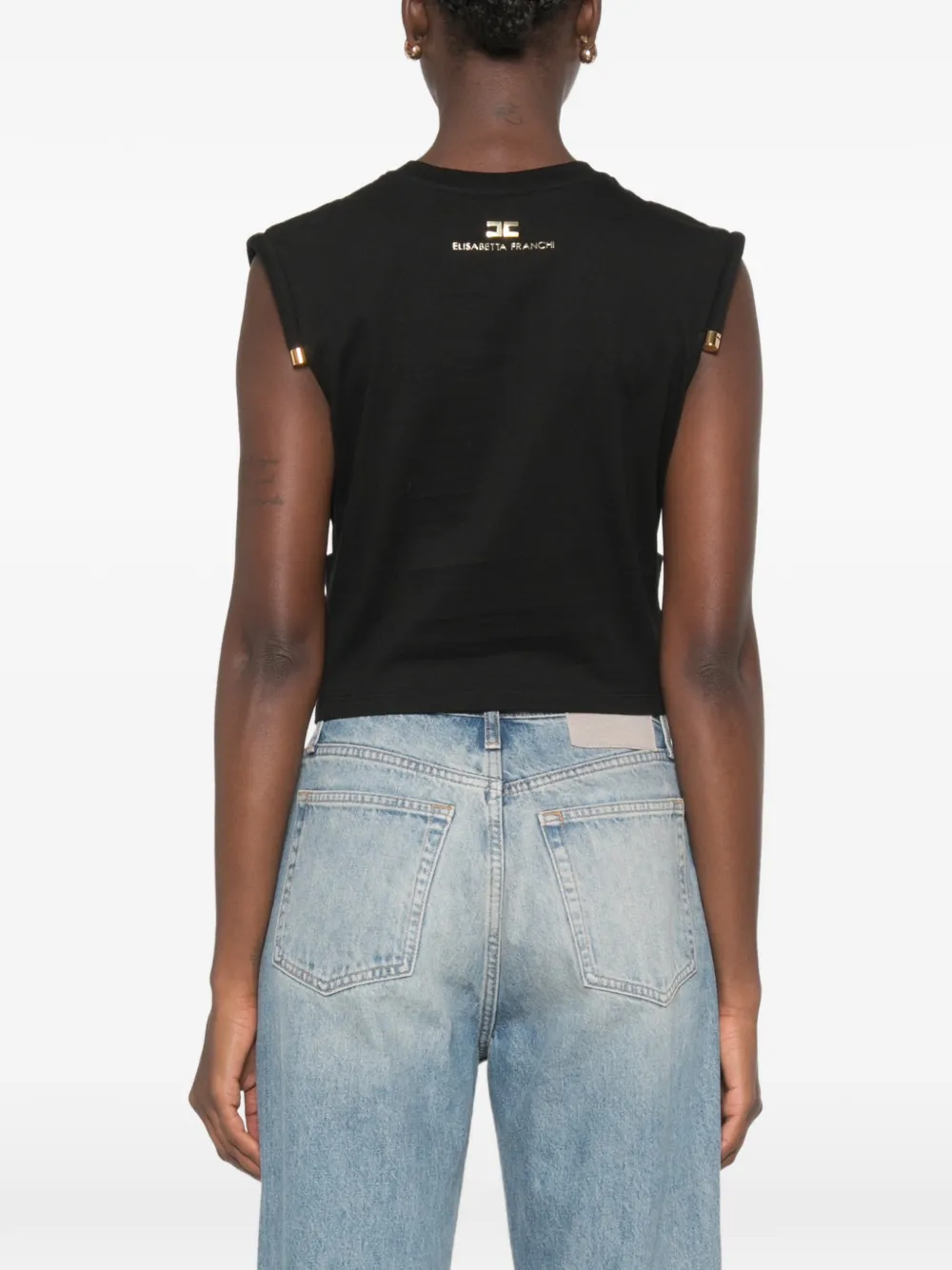 Elisabetta Franchi Mouwloos T-shirt met geknoopt detail Zwart