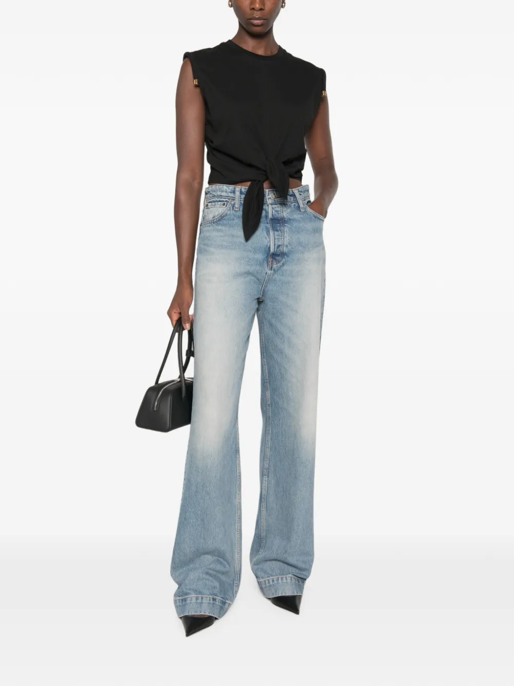 Elisabetta Franchi Mouwloos T-shirt met geknoopt detail Zwart