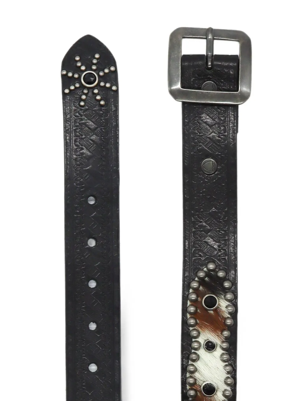 Htc Los Angeles Leren riem met reliëf en studs Zwart