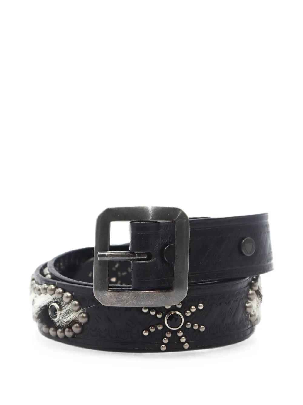 Htc Los Angeles stud-embellished embossed leather belt - Nero