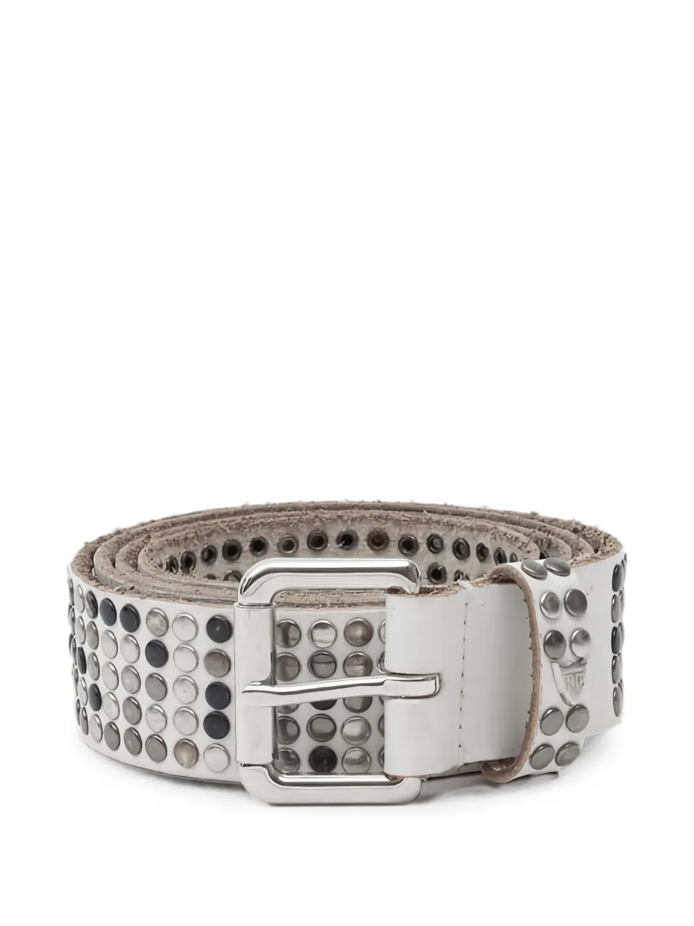 Htc Los Angeles stud-embellished leather belt - Bianco