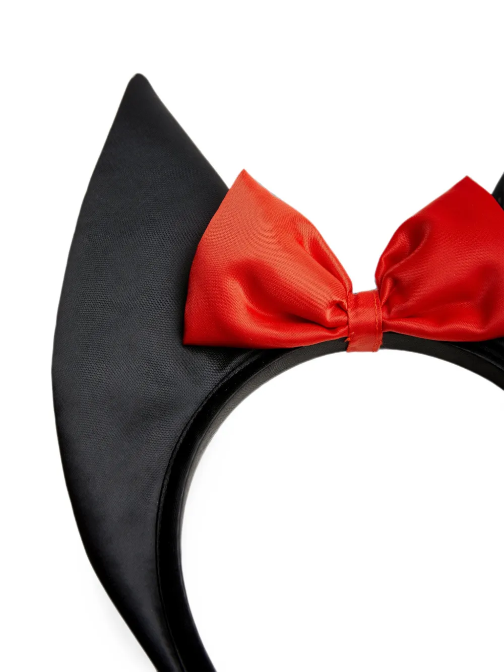 Mini Rodini Haarband met katten-oor montuur en strikdetail Zwart