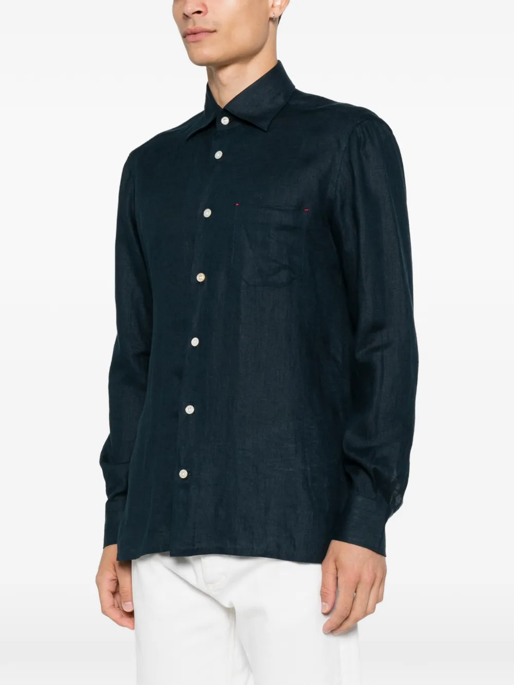 Kiton Overhemd met borstzak Blauw