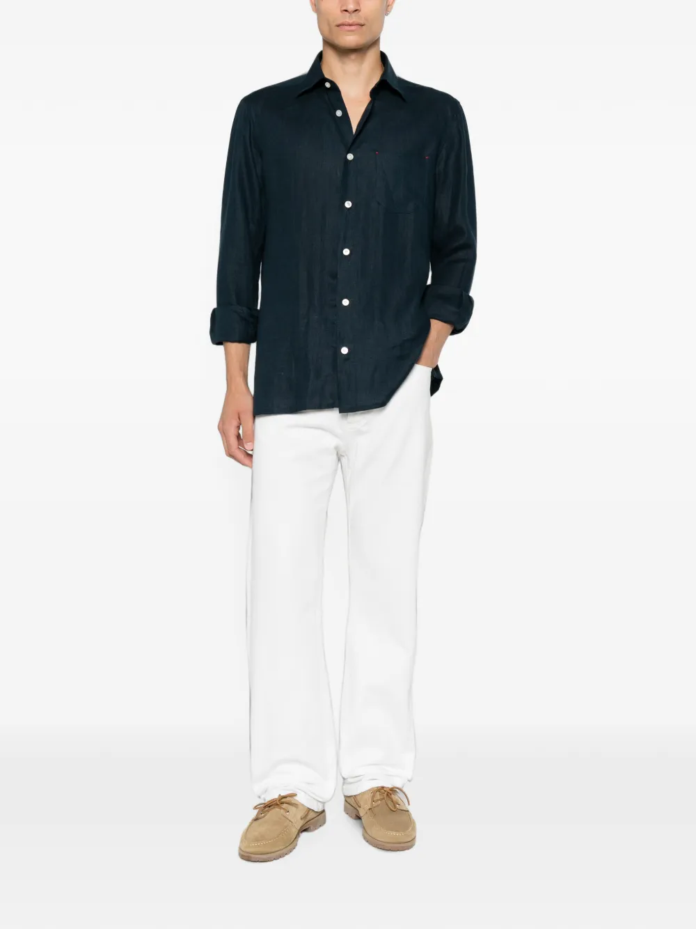 Kiton Overhemd met borstzak Blauw
