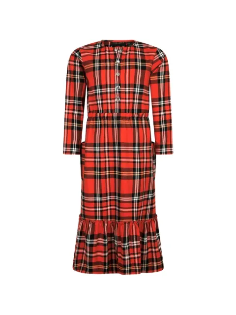 Mini Rodini tartan-check ruffled midi dress
