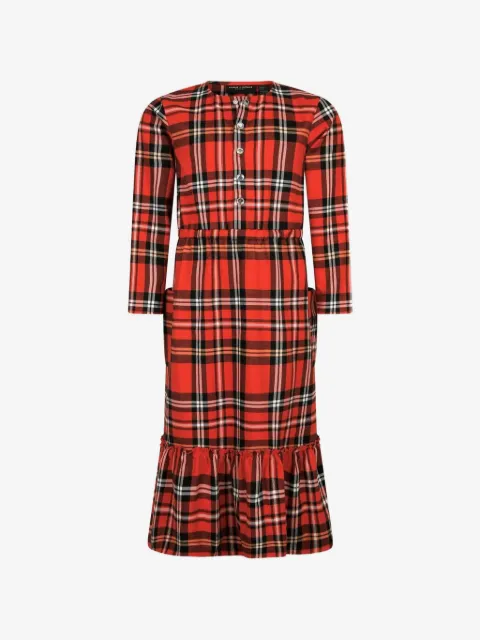 Mini Rodini tartan-check ruffled midi dress