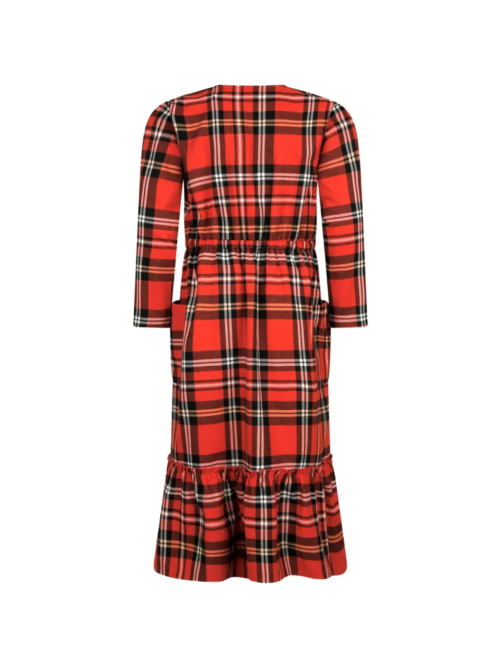 Mini Rodini Geruite midi-jurk met ruches Rood