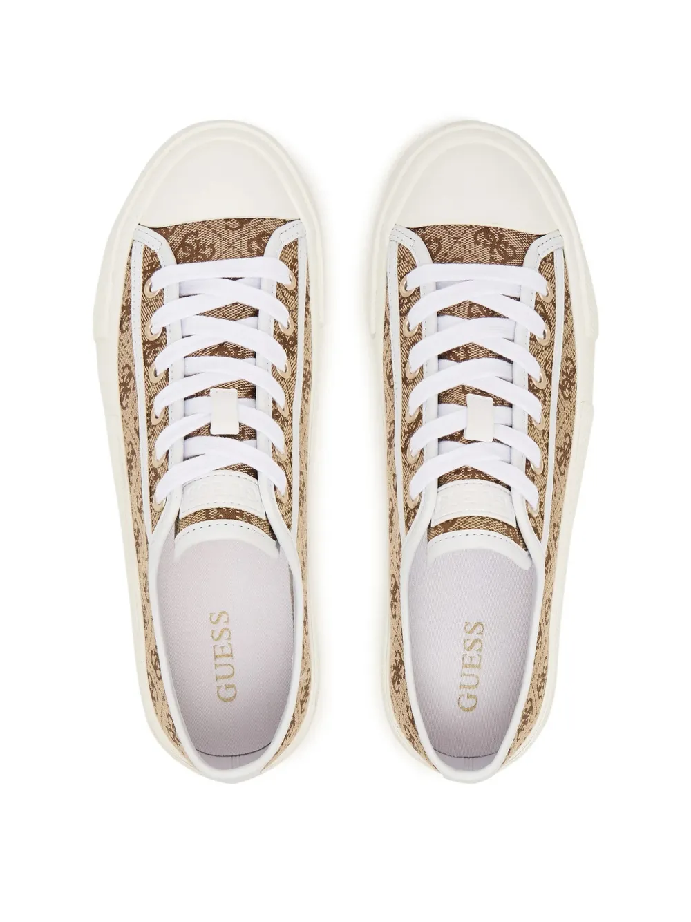 GUESS USA monogram-print canvas sneakers Beige