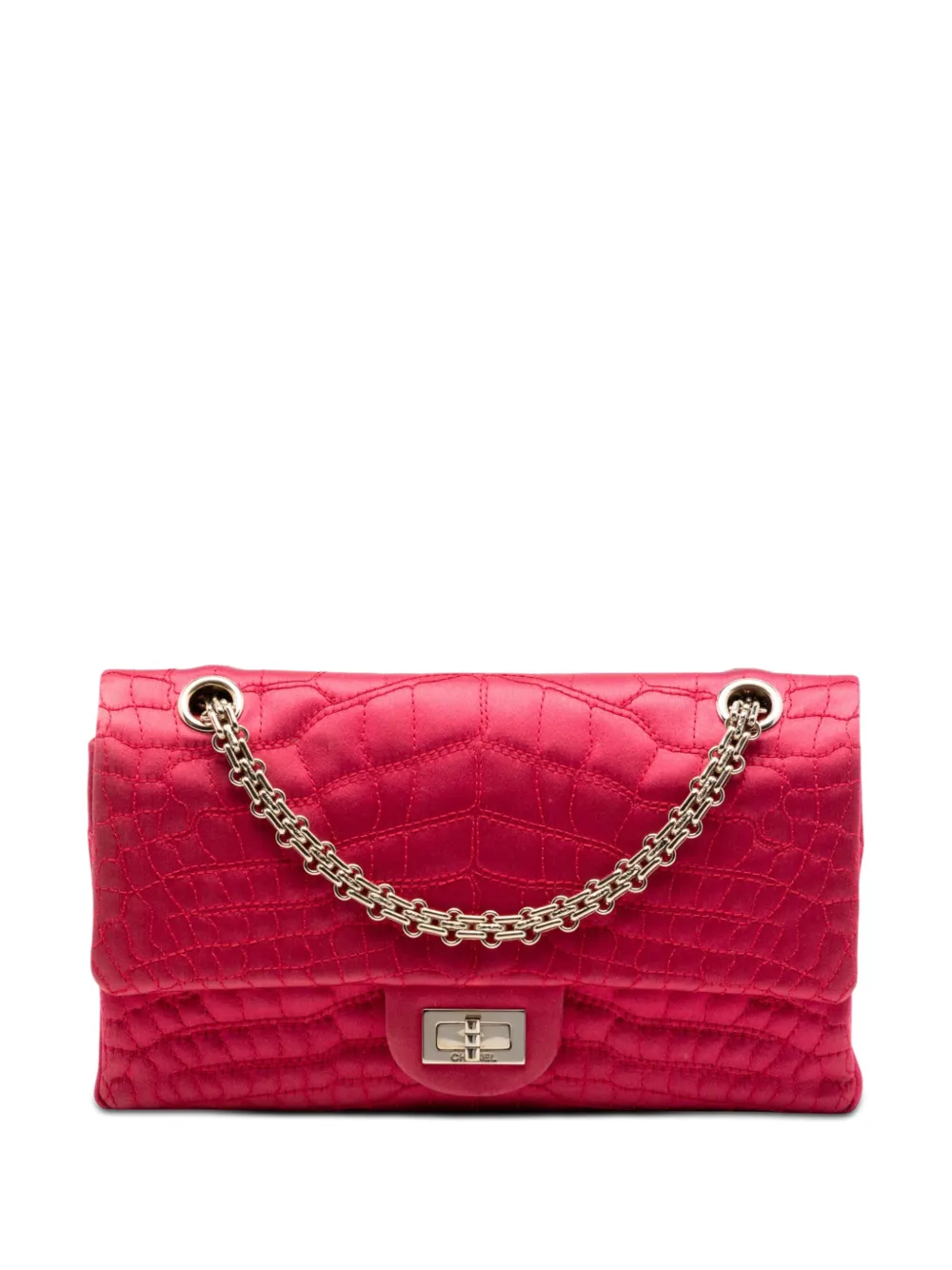 CHANEL Pre-Owned 2008-2009 Croc Quilted Satin Reissue 2.55 Double Flap 225 shoulder bag - Rosa