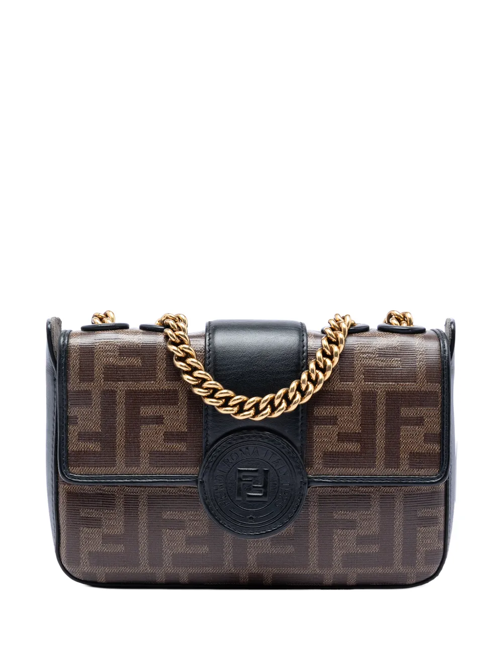Fendi Pre-Owned 2010-2026 Mini FF 1974 Glazed Fabric Stamp Patch crossbody bag - Marrone