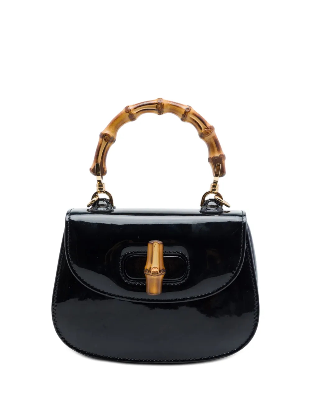 Gucci Pre-Owned 2016-2026 Mini Patent Bamboo 1947 Top Handle Bag satchel - Nero