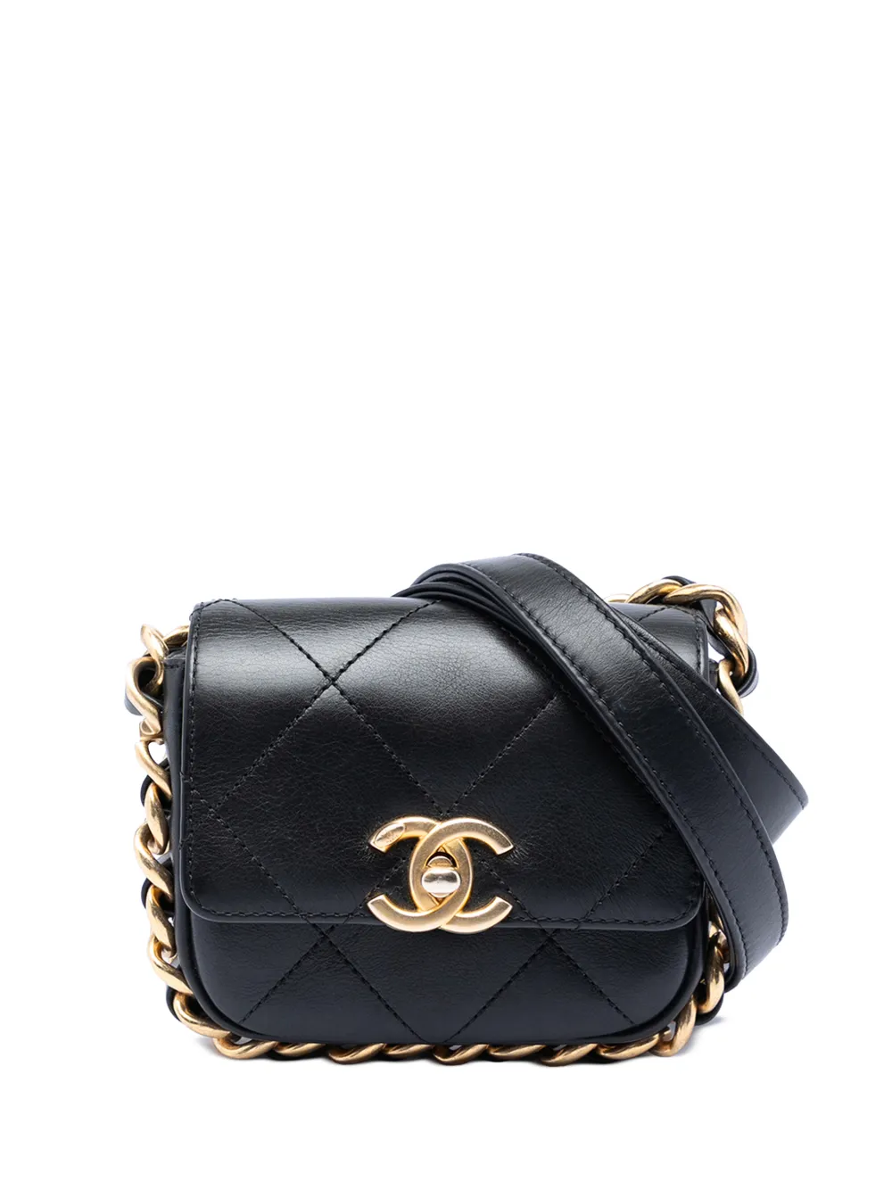 CHANEL Pre-Owned 2021-2026 Mini Quilted Calfskin Framing Chain Flap crossbody bag - Nero