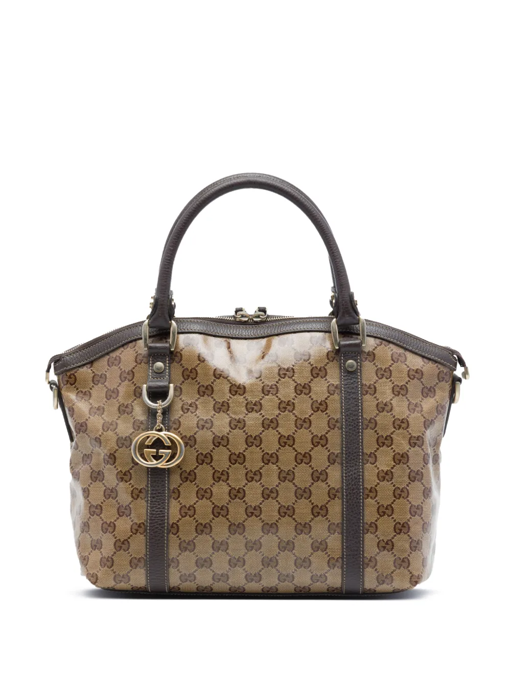 Gucci Pre-Owned 2016-2026 Medium GG Crystal Charm Dome satchel - Toni neutri