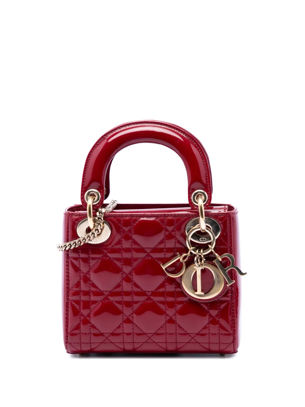 Christian Dior Pre-Owned 2016 Mini Patent Cannage Lady Dior satchel - Rosso