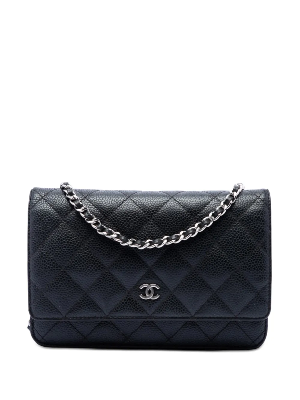 CHANEL Pre-Owned 2016-2017 CC Quilted Caviar Wallet on Chain crossbody bag - Nero